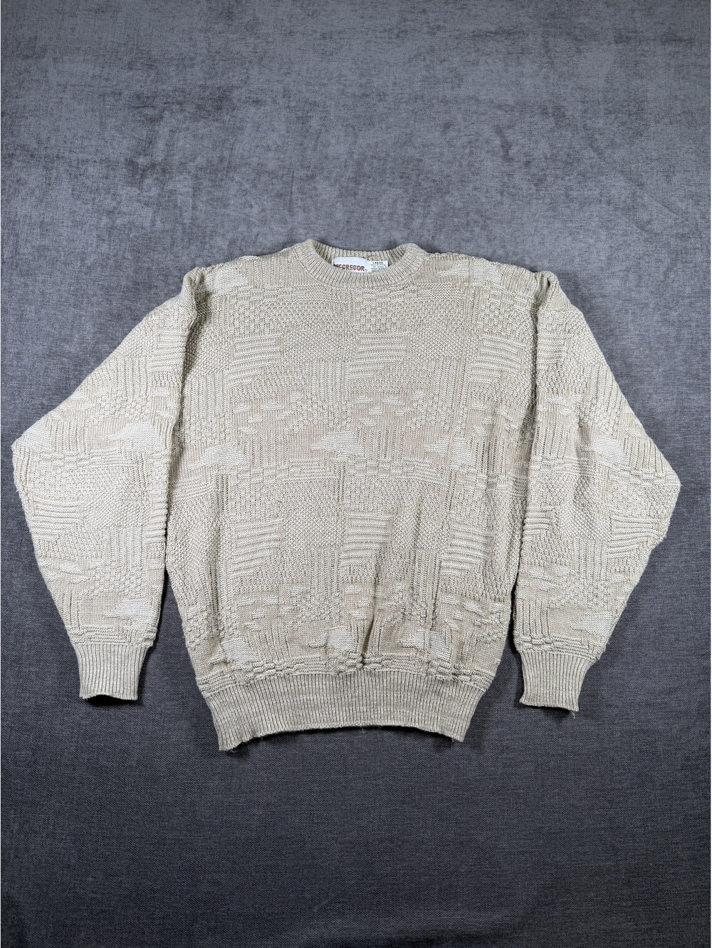 McGregor Large Beige Acrylic Textured Knit Sweater